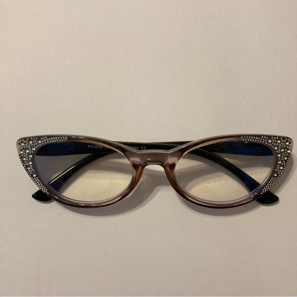 NEW 3.0 readers 2 sparkly cat eye glasses 1 blk cat eye sunglasses comes w cases - Picture 2 of 6